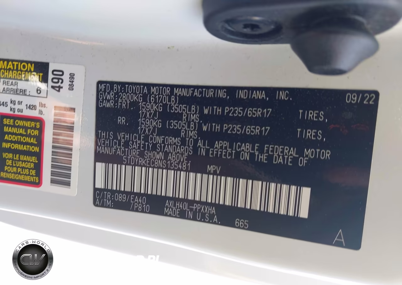 2022 Toyota Sienna Xle VIN:5TDYRKEC8NS135481 - 9
