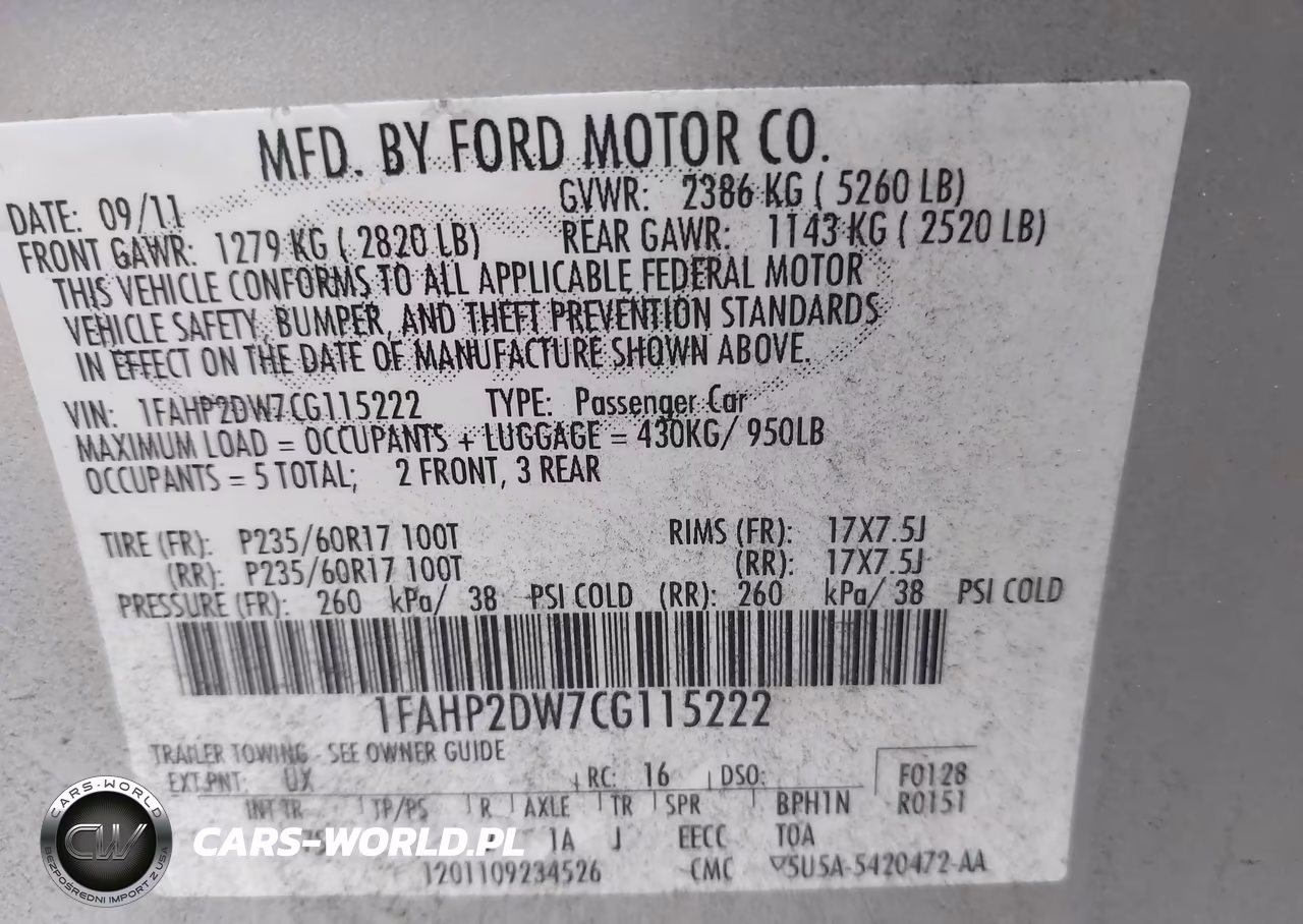 2012 Ford Taurus Se VIN:1FAHP2DW7CG115222 - 9