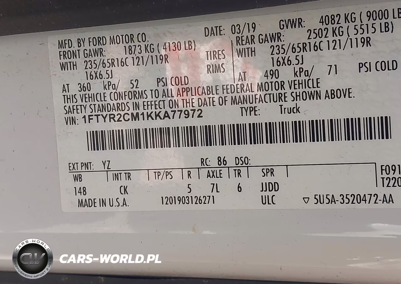 2019 Ford Transit-250 VIN:1FTYR2CM1KKA77972 - 9