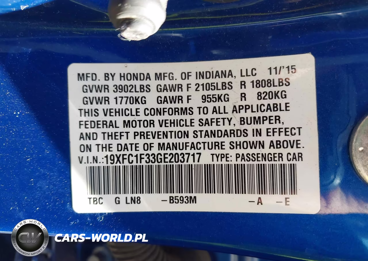 2016 Honda Civic Ex-T VIN:19XFC1F33GE203717 - 9