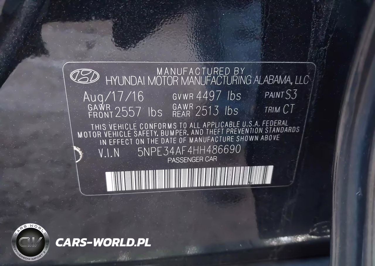2017 Hyundai Sonata Sport VIN:5NPE34AF4HH486690 - 9