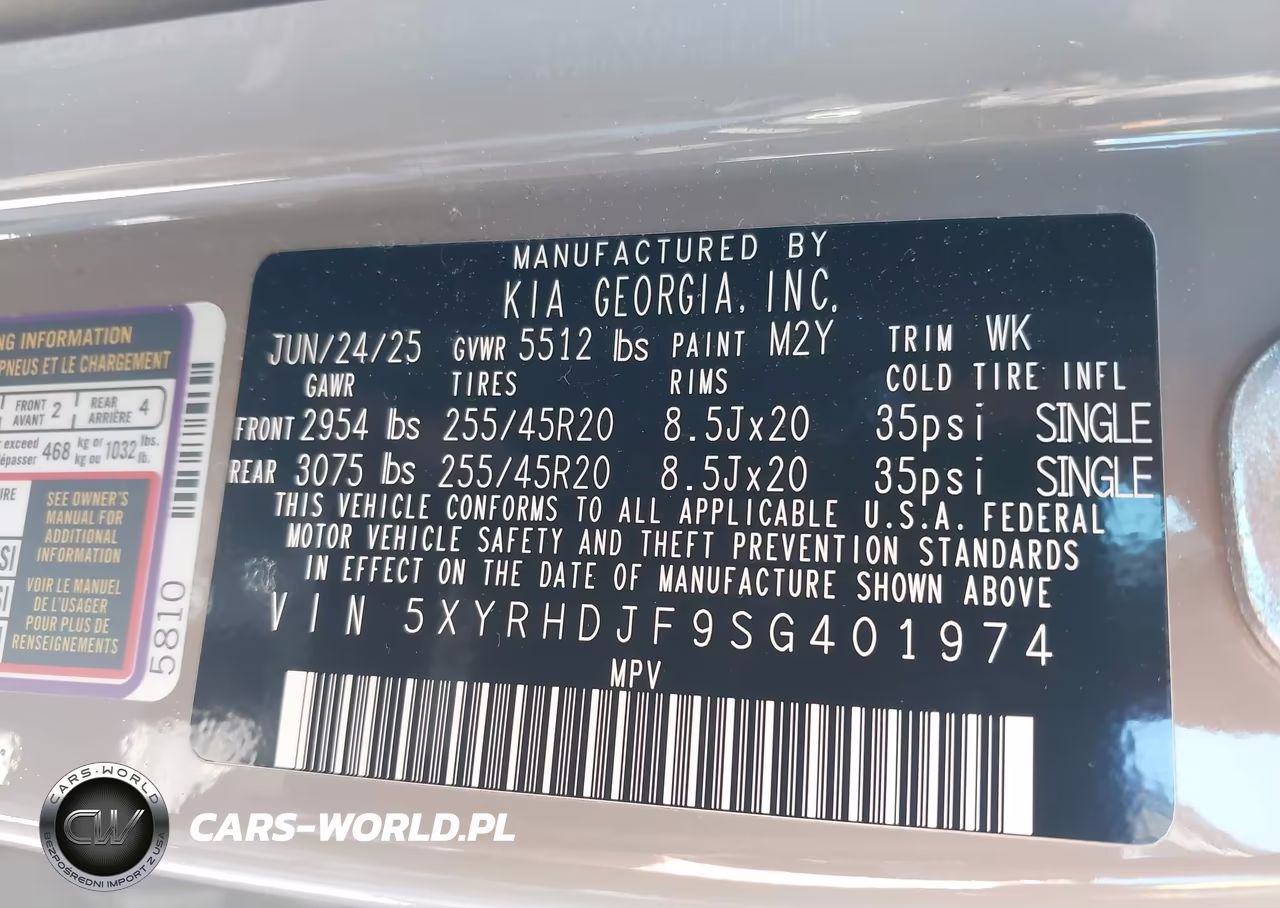 2025 Kia Sorento X-Line Ex VIN:5XYRHDJF9SG401974 - 9