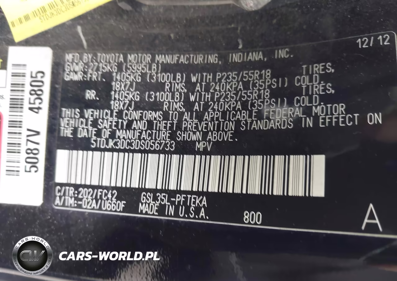 2013 Toyota Sienna Le 7 Passenger VIN:5TDJK3DC3DS056733 - 9