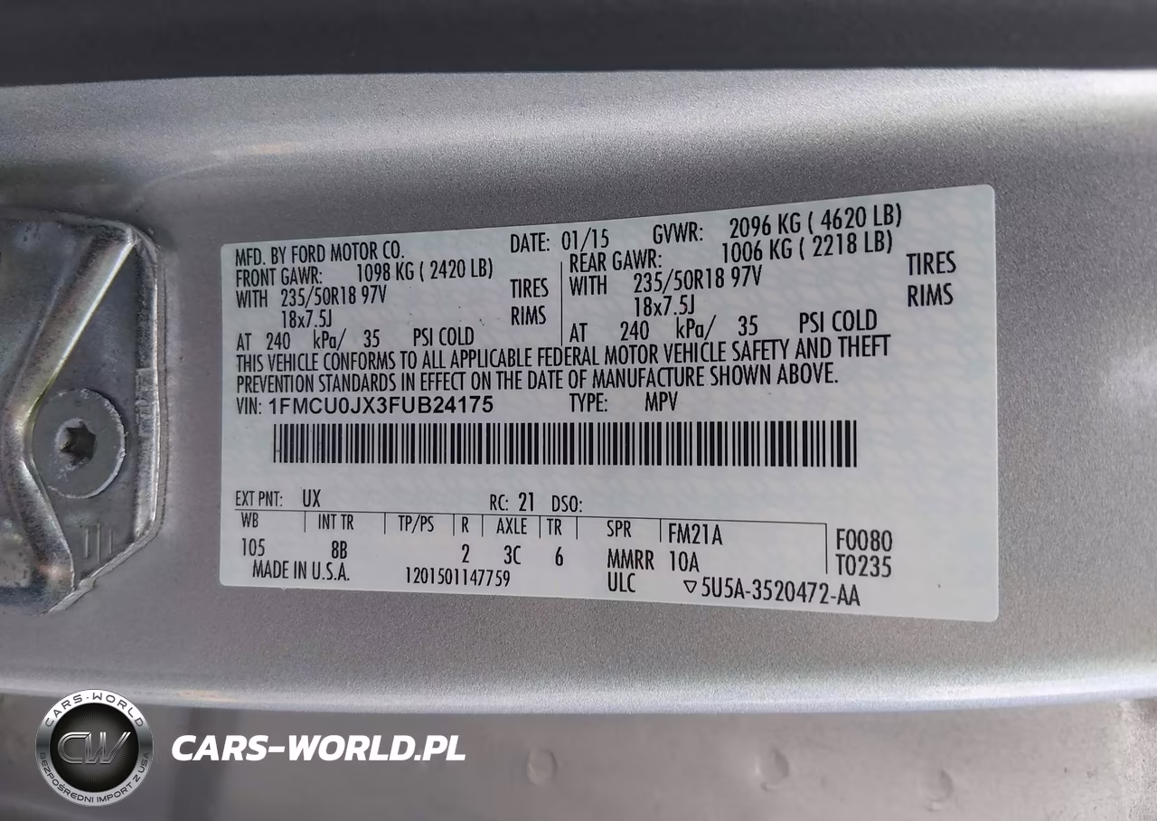 2015 Ford Escape Titanium VIN:1FMCU0JX3FUB24175 - 9