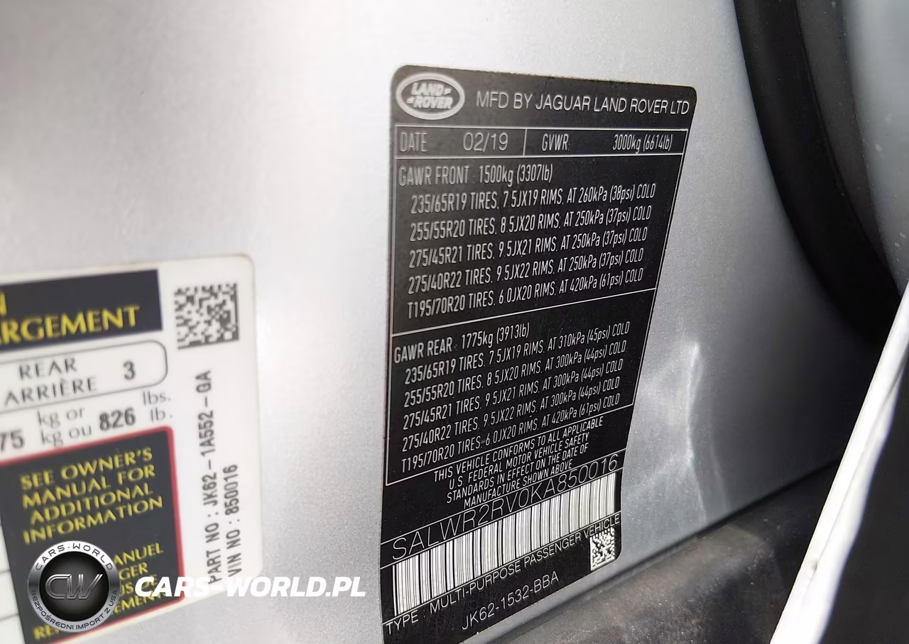 2019 Land Rover Range Rover Sport Hse VIN:SALWR2RV0KA850016 - 9