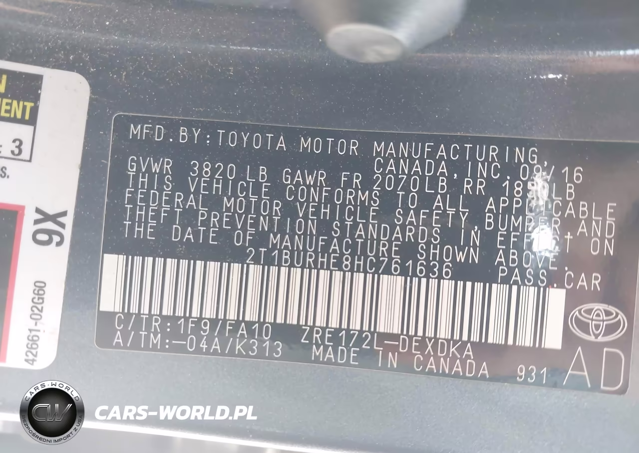 2017 Toyota Corolla L VIN:2T1BURHE8HC761636 - 9