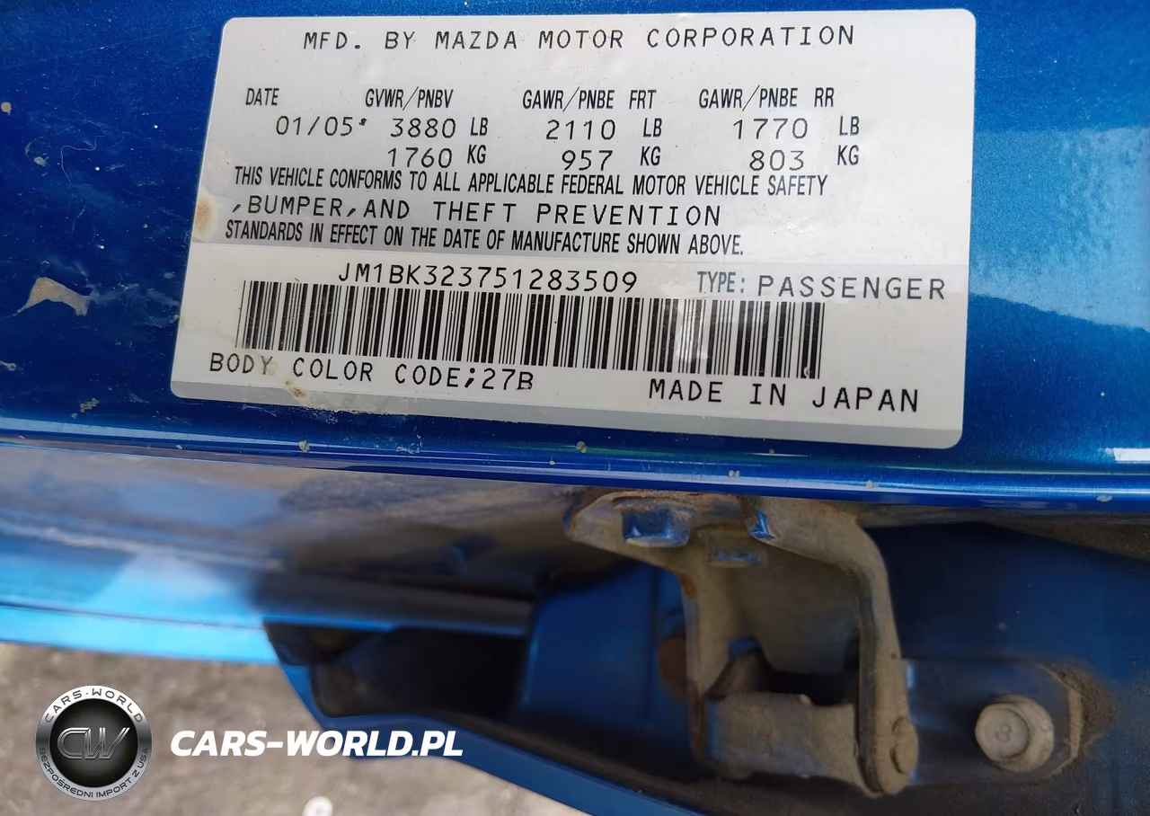 2005 Mazda Mazda3 S VIN:JM1BK323751283509 - 9