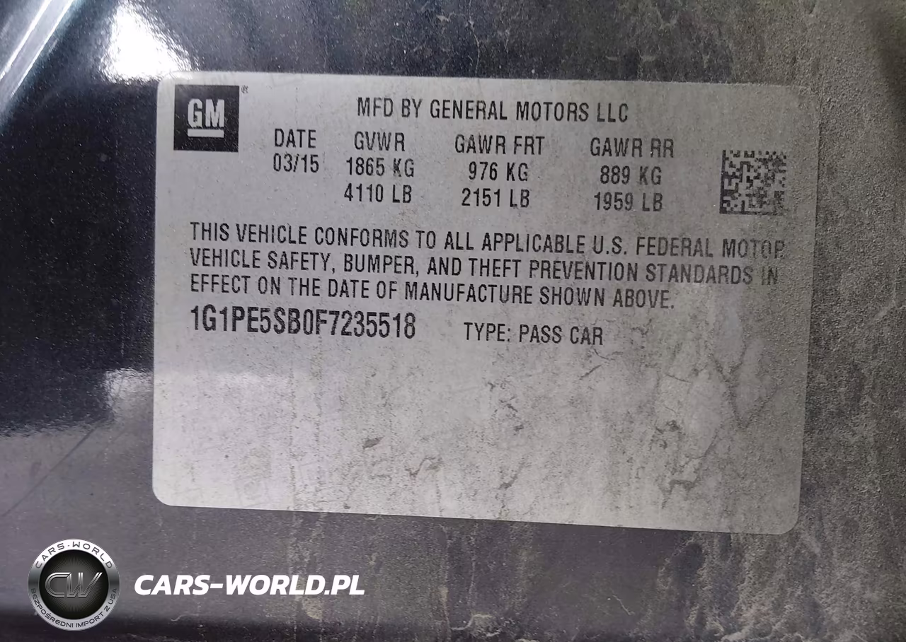 2015 Chevrolet Cruze 2Lt Auto VIN:1G1PE5SB0F7235518 - 9