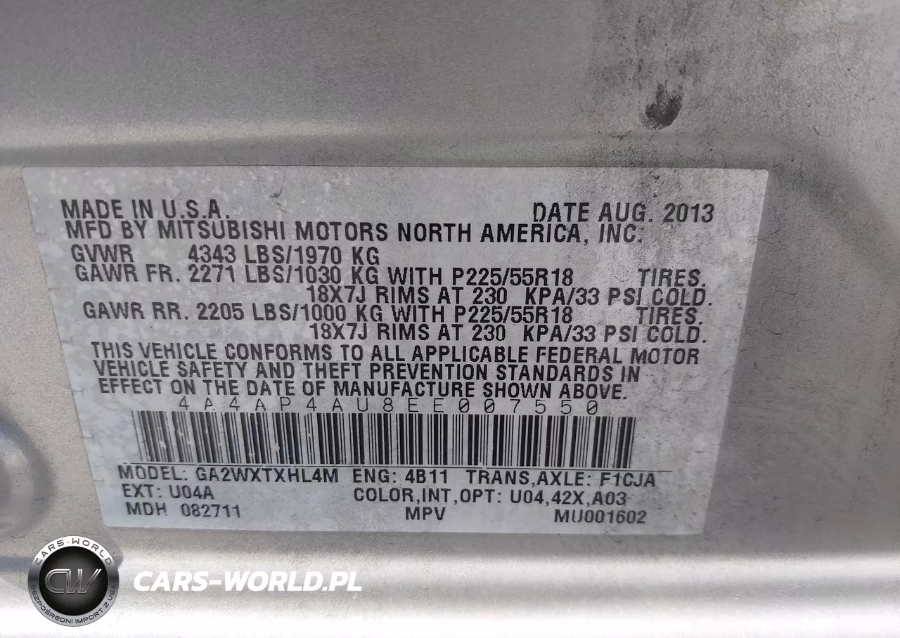 2014 Mitsubishi Outlander Sport Se VIN:4A4AP4AU8EE007550 - 9