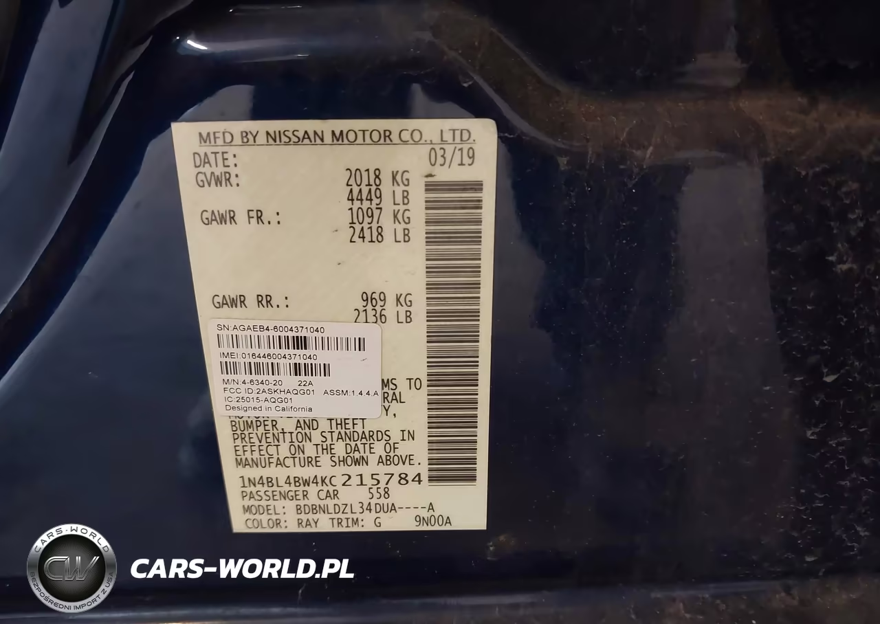 2019 Nissan Altima 2.5 S VIN:1N4BL4BW4KC215784 - 9