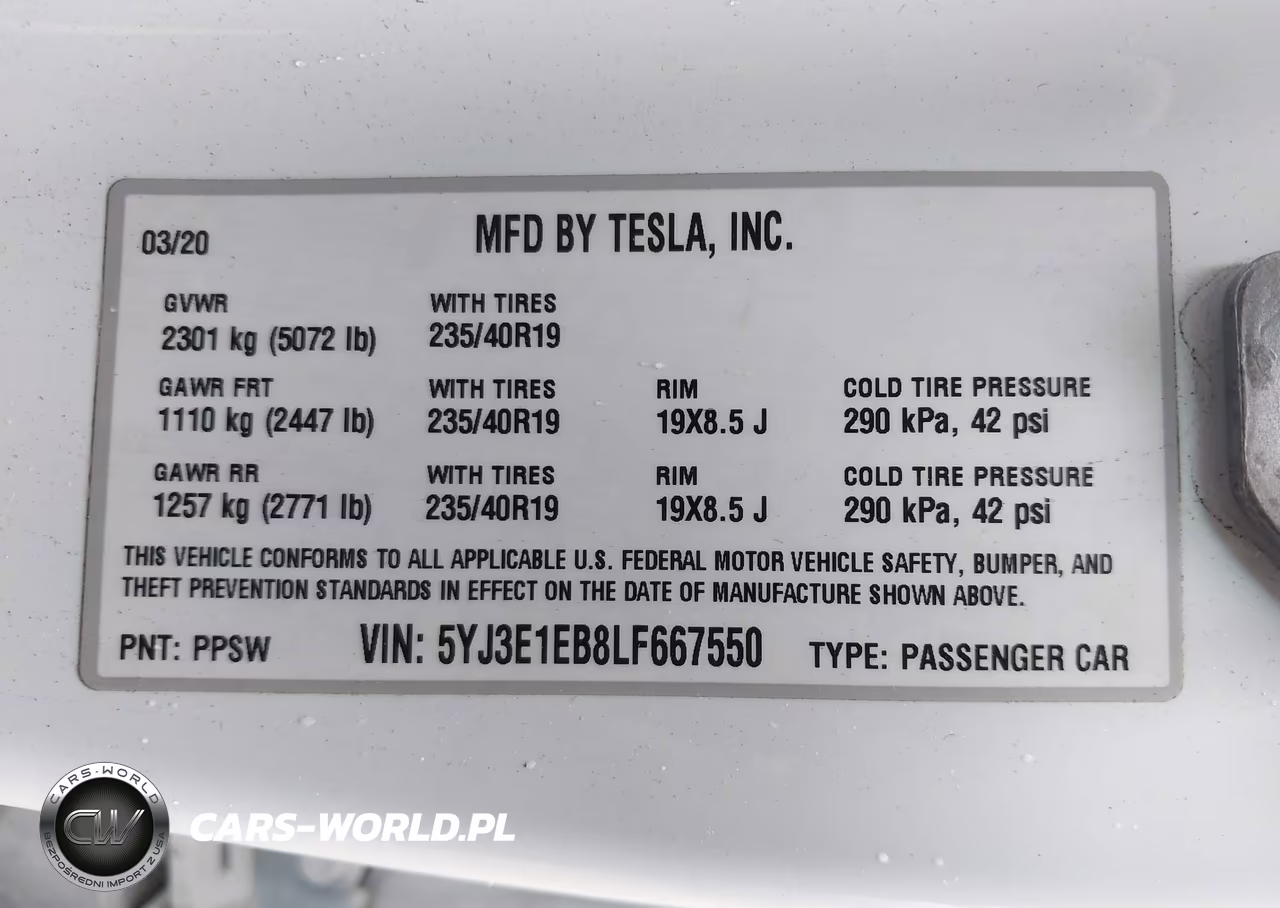 2020 Tesla Model 3 Long Range Dual Motor All-Wheel Drive VIN:5YJ3E1EB8LF667550 - 9