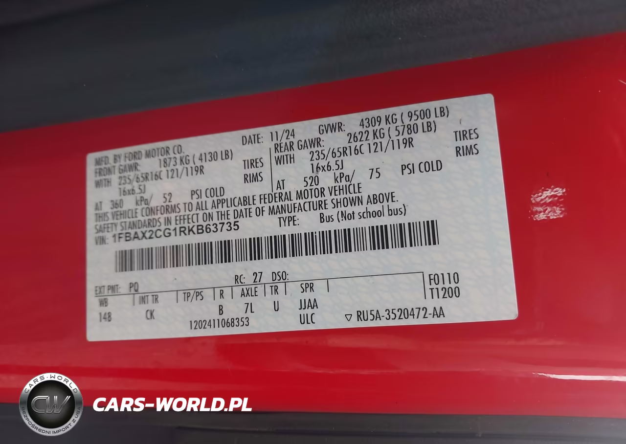 2024 Ford Transit-350 Passenger Van Xlt VIN:1FBAX2CG1RKB63735 - 9