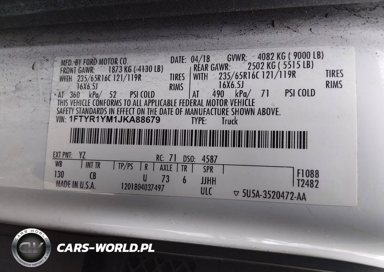 2018 Ford Transit-250 VIN:1FTYR1YM1JKA88679 - 9