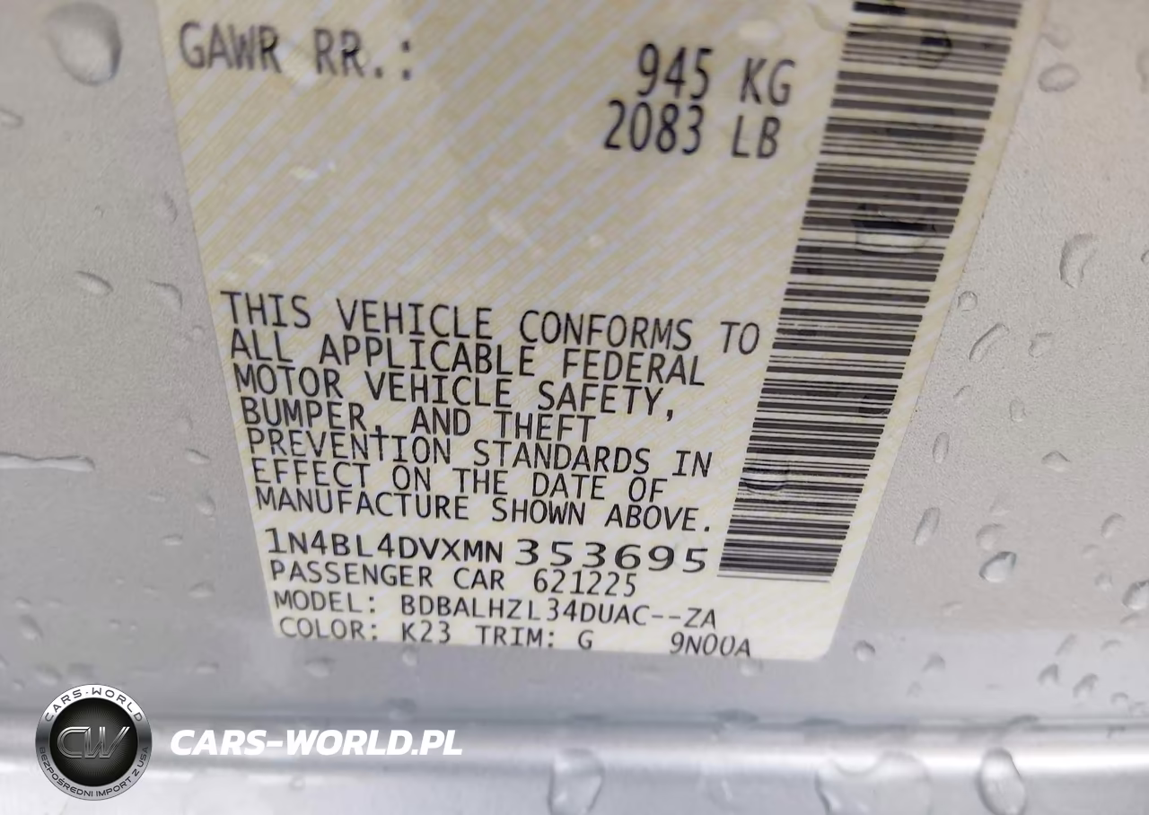 2021 Nissan Altima Sv Fwd VIN:1N4BL4DVXMN353695 - 9