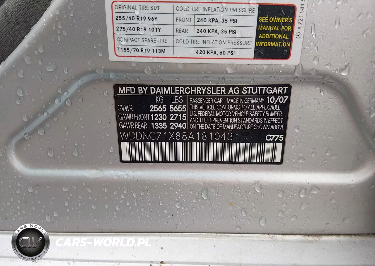 2008 Mercedes-Benz S 550 VIN:WDDNG71X88A181043 - 9