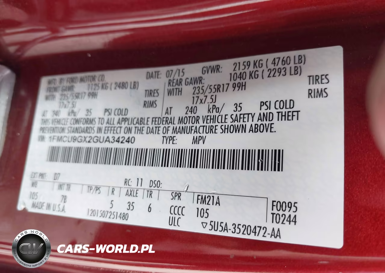 2016 Ford Escape Se VIN:1FMCU9GX2GUA34240 - 9