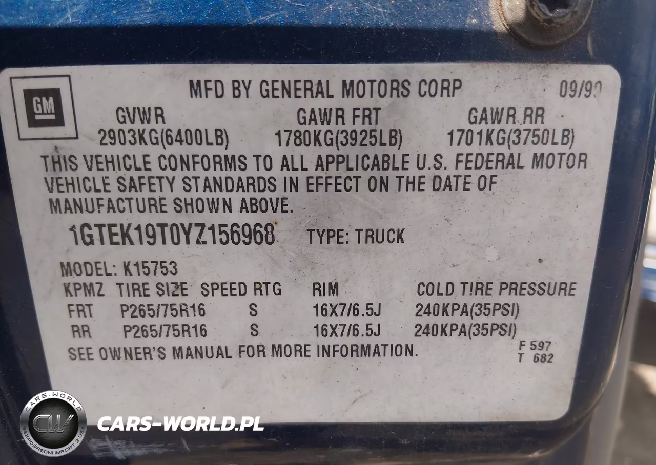 2000 GMC Sierra 1500 Sle VIN:1GTEK19T0YZ156968 - 9