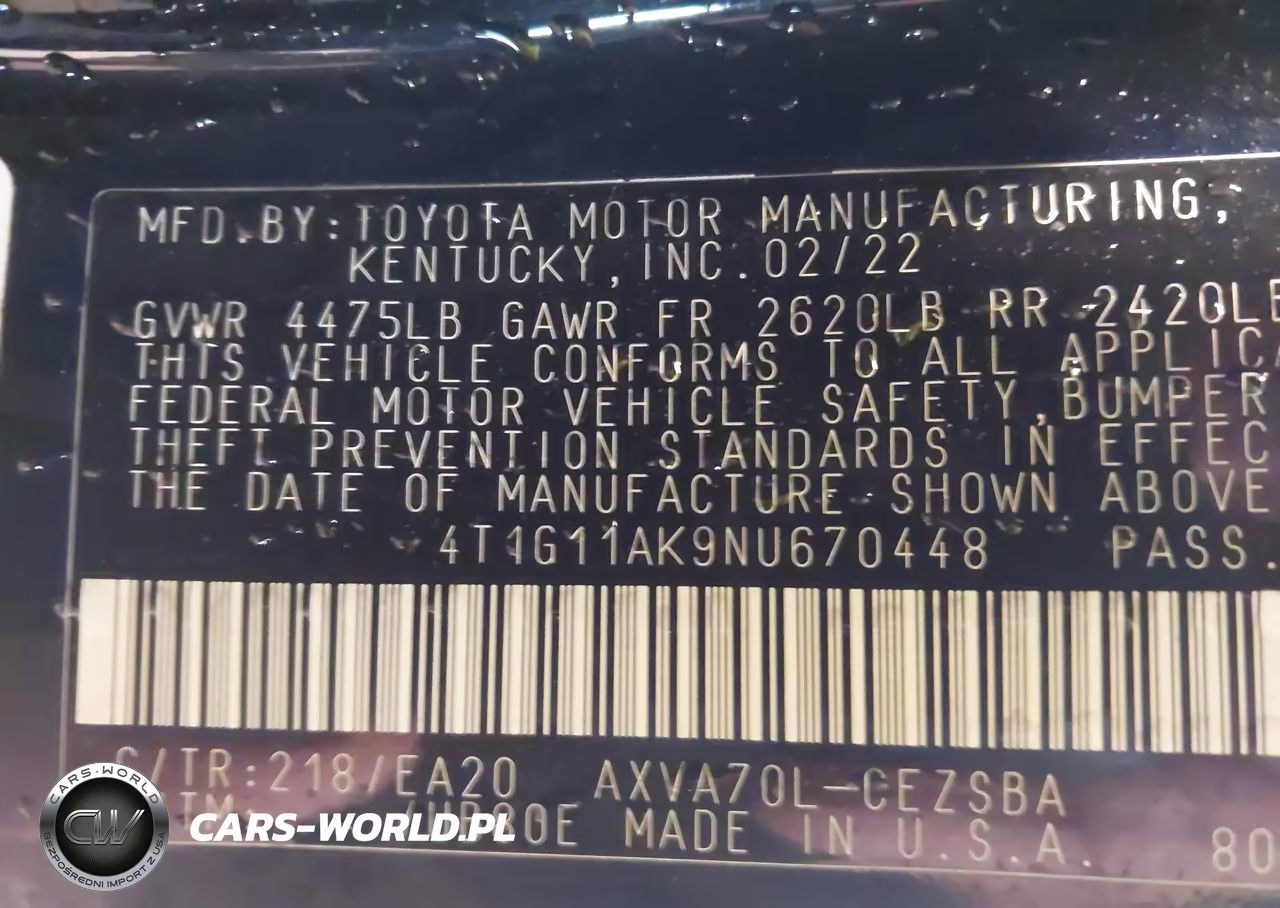 2022 Toyota Camry Se VIN:4T1G11AK9NU670448 - 9