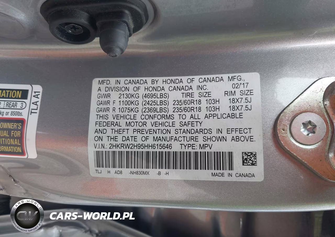 2017 Honda Cr-V Touring VIN:2HKRW2H95HH615646 - 9