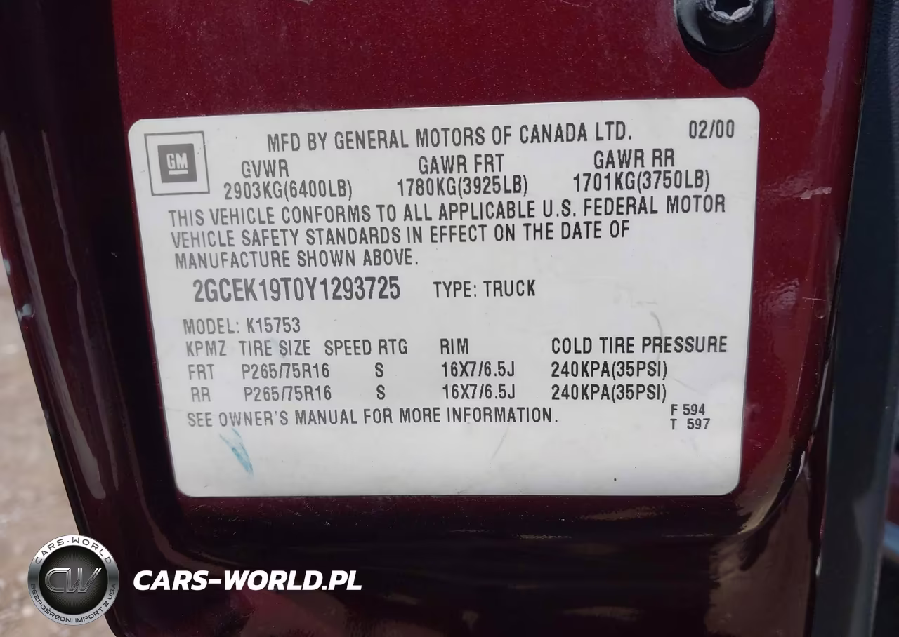 2000 Chevrolet Silverado 1500 Ls VIN:2GCEK19T0Y1293725 - 9
