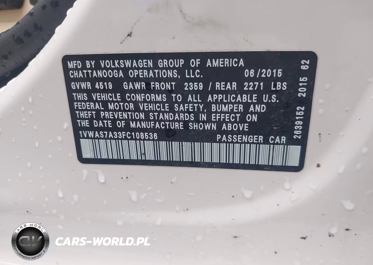 2015 Volkswagen Passat 1.8T Limited Edition VIN:1VWAS7A33FC108536 - 9