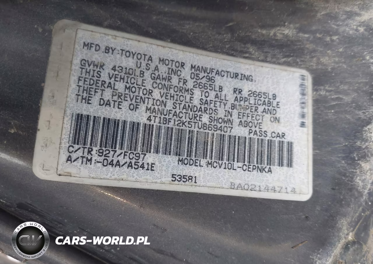 1996 Toyota Camry Le-Xle-Se VIN:4T1BF12K5TU869407 - 9