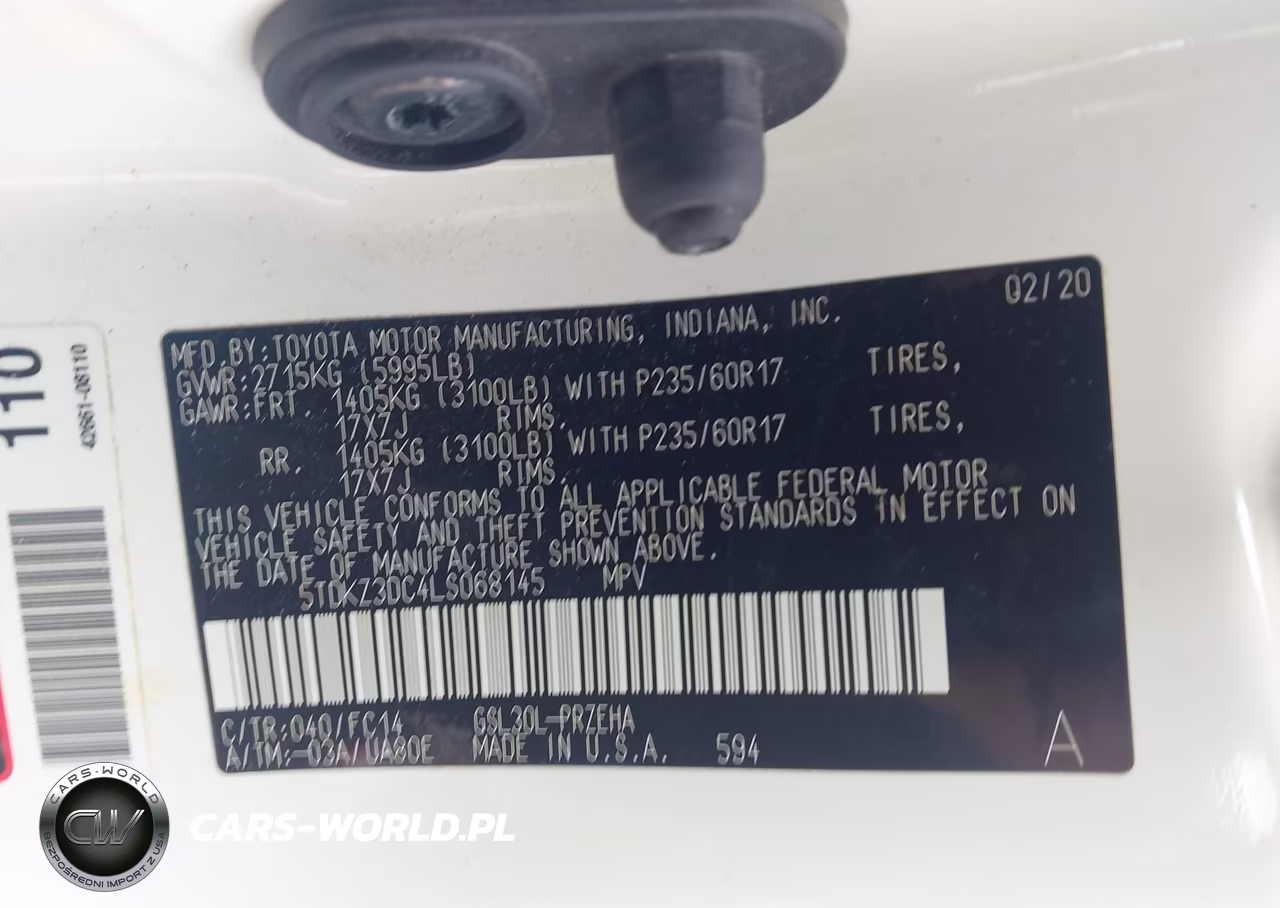 2020 Toyota Sienna Le VIN:5TDKZ3DC4LS068145 - 9
