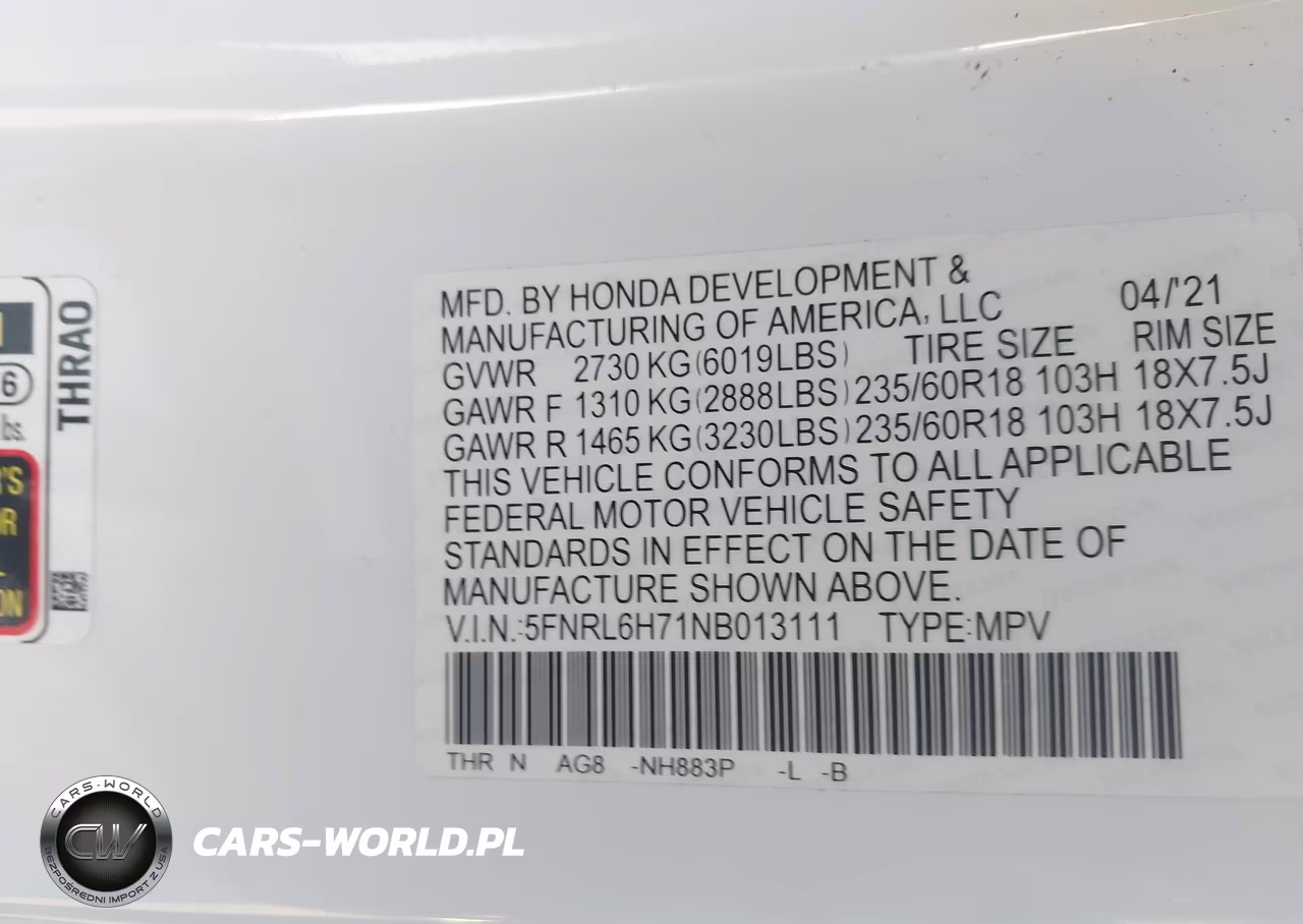 2022 Honda Odyssey Ex-L VIN:5FNRL6H71NB013111 - 9