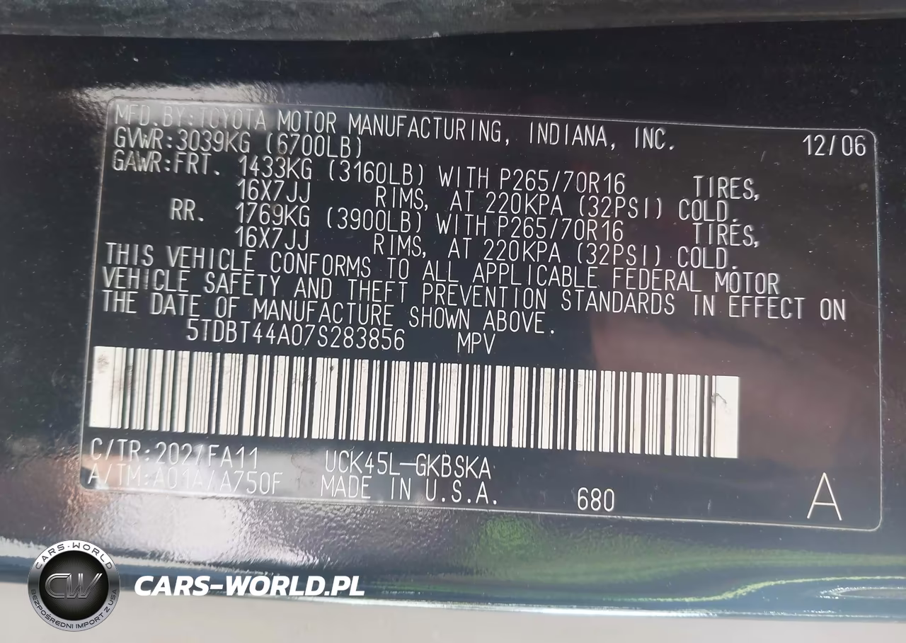 2007 Toyota Sequoia Sr5 V8 VIN:5TDBT44A07S283856 - 9