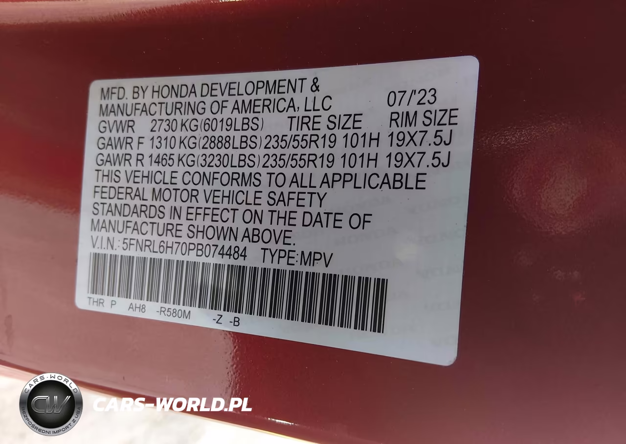 2023 Honda Odyssey Sport VIN:5FNRL6H70PB074484 - 9