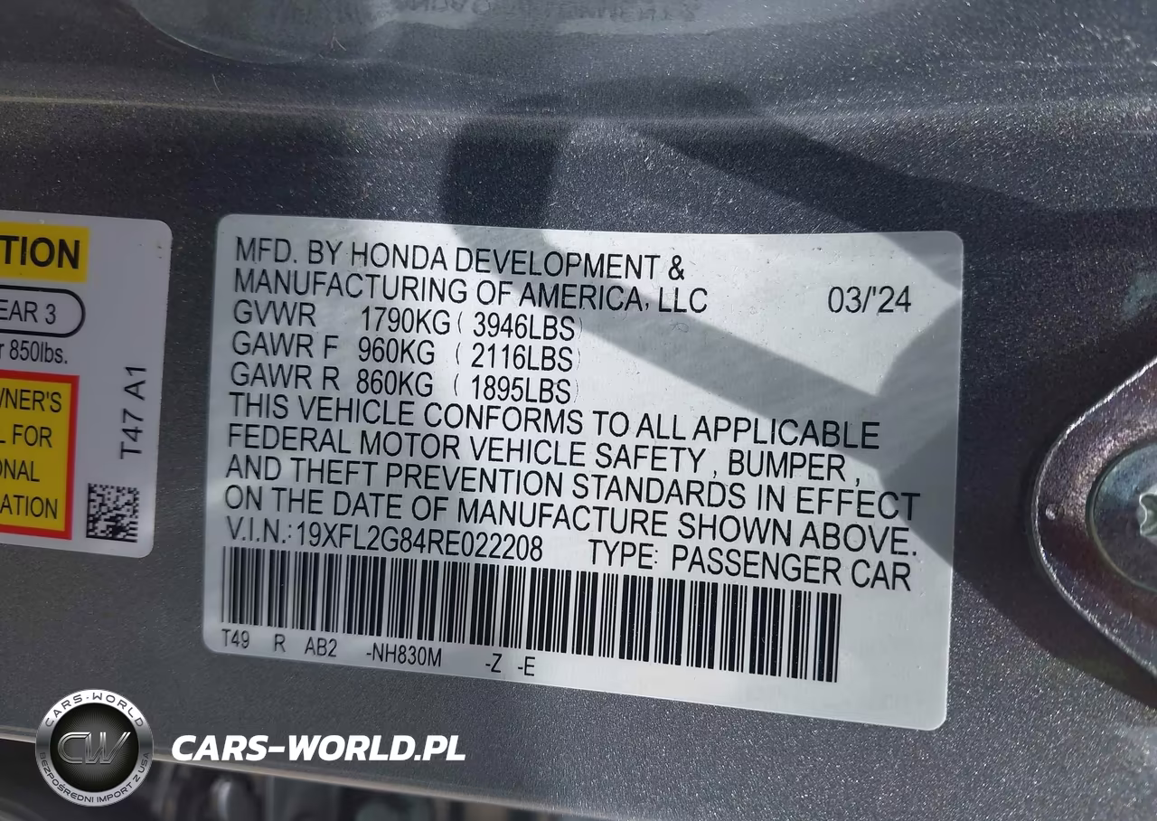 2024 Honda Civic Sport VIN:19XFL2G84RE022208 - 9