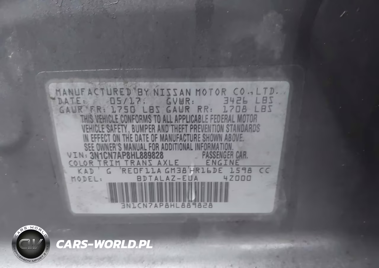 2017 Nissan Versa 1.6 S+ VIN:3N1CN7AP8HL889828 - 9