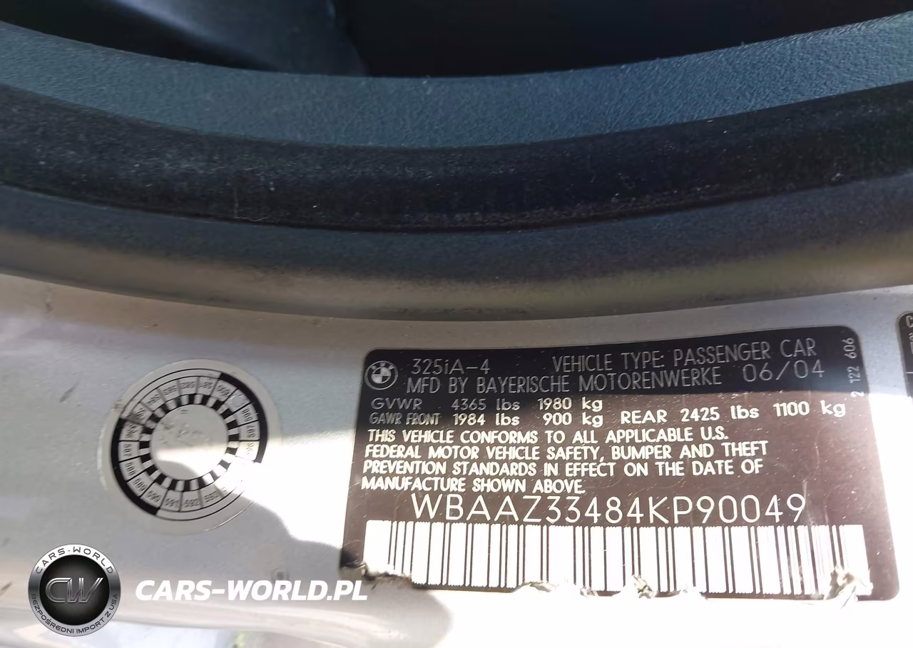 2004 BMW 325I VIN:WBAAZ33484KP90049 - 9