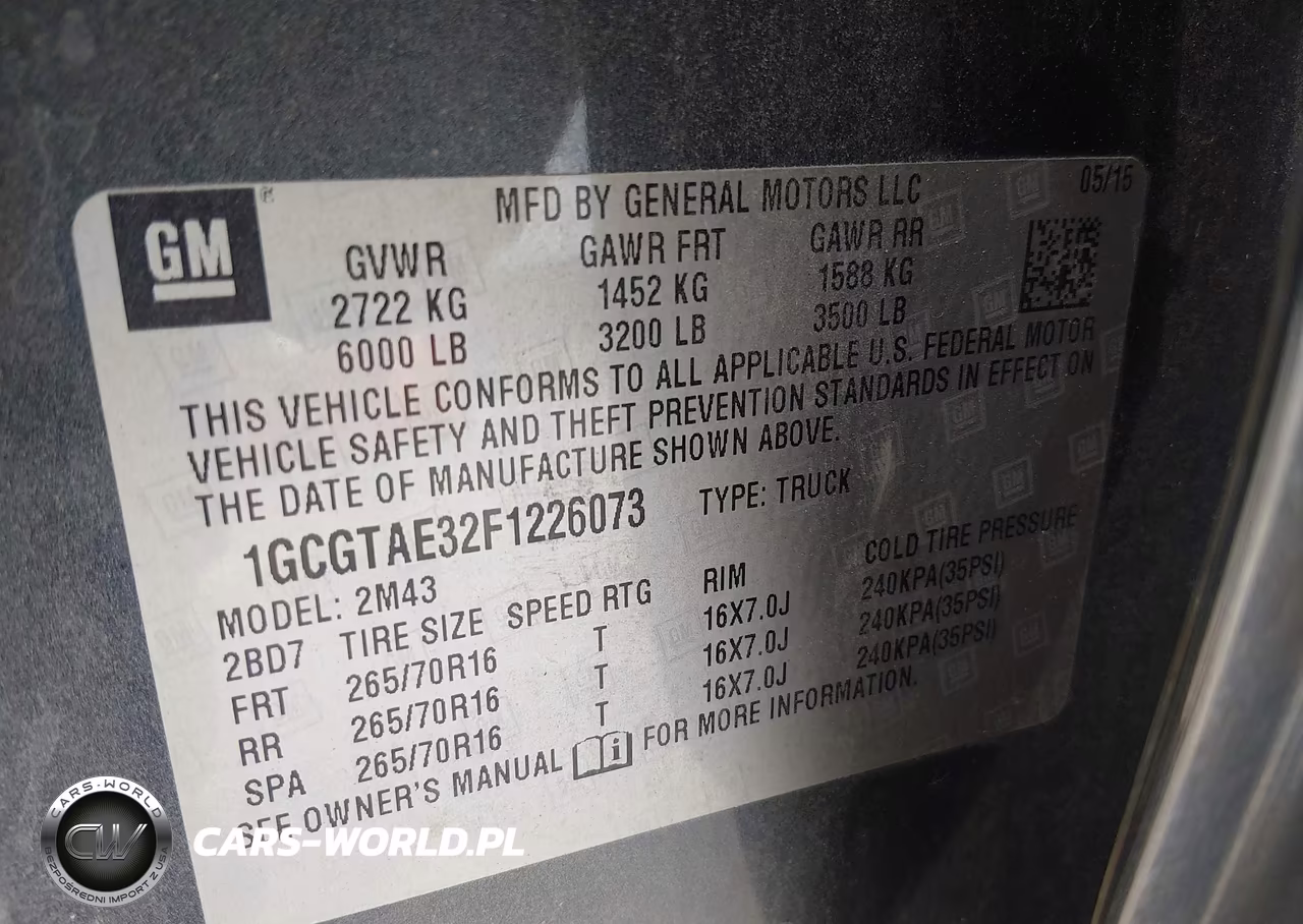 2015 Chevrolet Colorado Wt VIN:1GCGTAE32F1226073 - 9