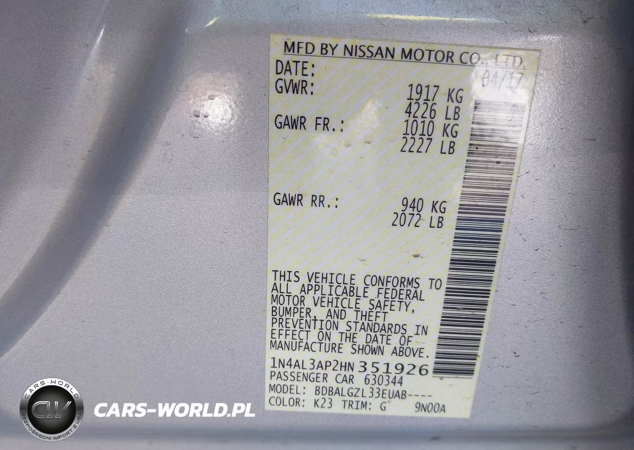 2017 Nissan Altima 2.5 S VIN:1N4AL3AP2HN351926 - 9