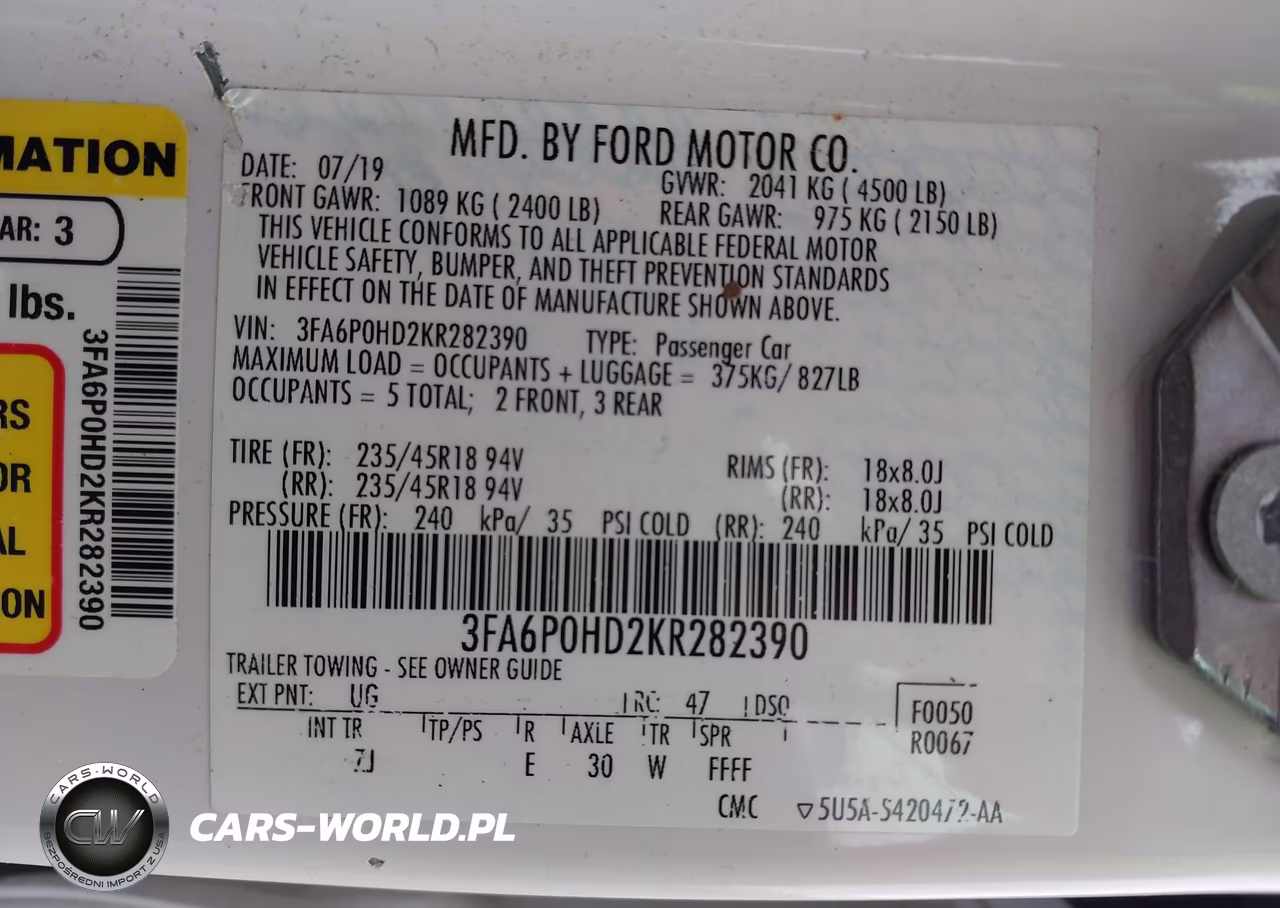 2019 Ford Fusion Se VIN:3FA6P0HD2KR282390 - 9
