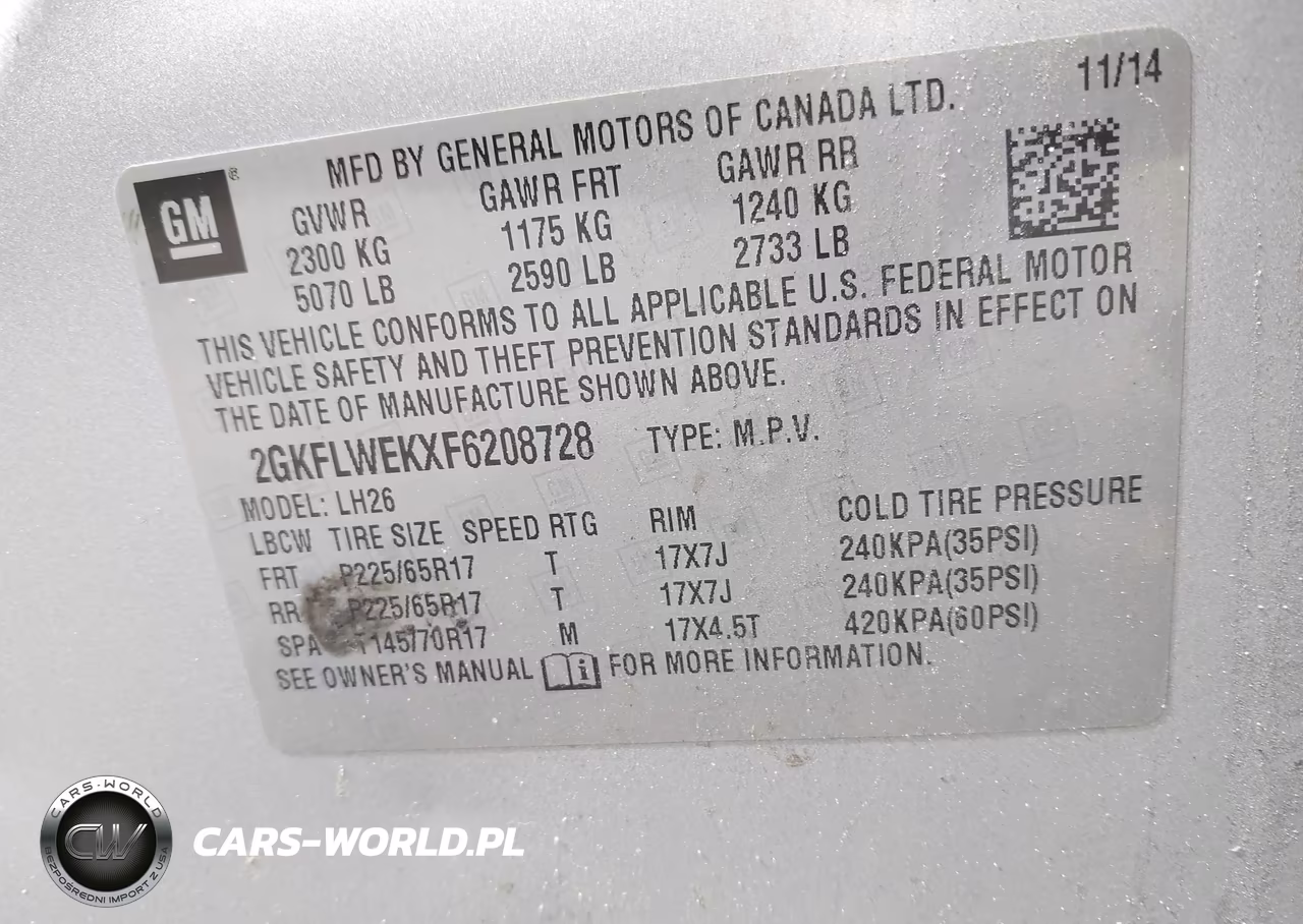 2015 GMC Terrain Sle-2 VIN:2GKFLWEKXF6208728 - 9