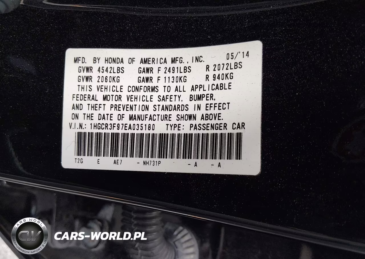 2014 Honda Accord Touring VIN:1HGCR3F97EA035180 - 9