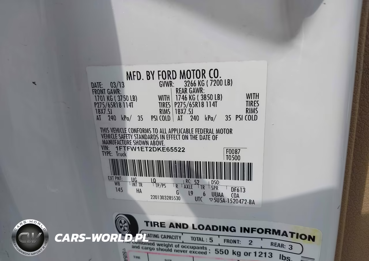 2013 Ford F-150 Lariat VIN:1FTFW1ET2DKE65522 - 9