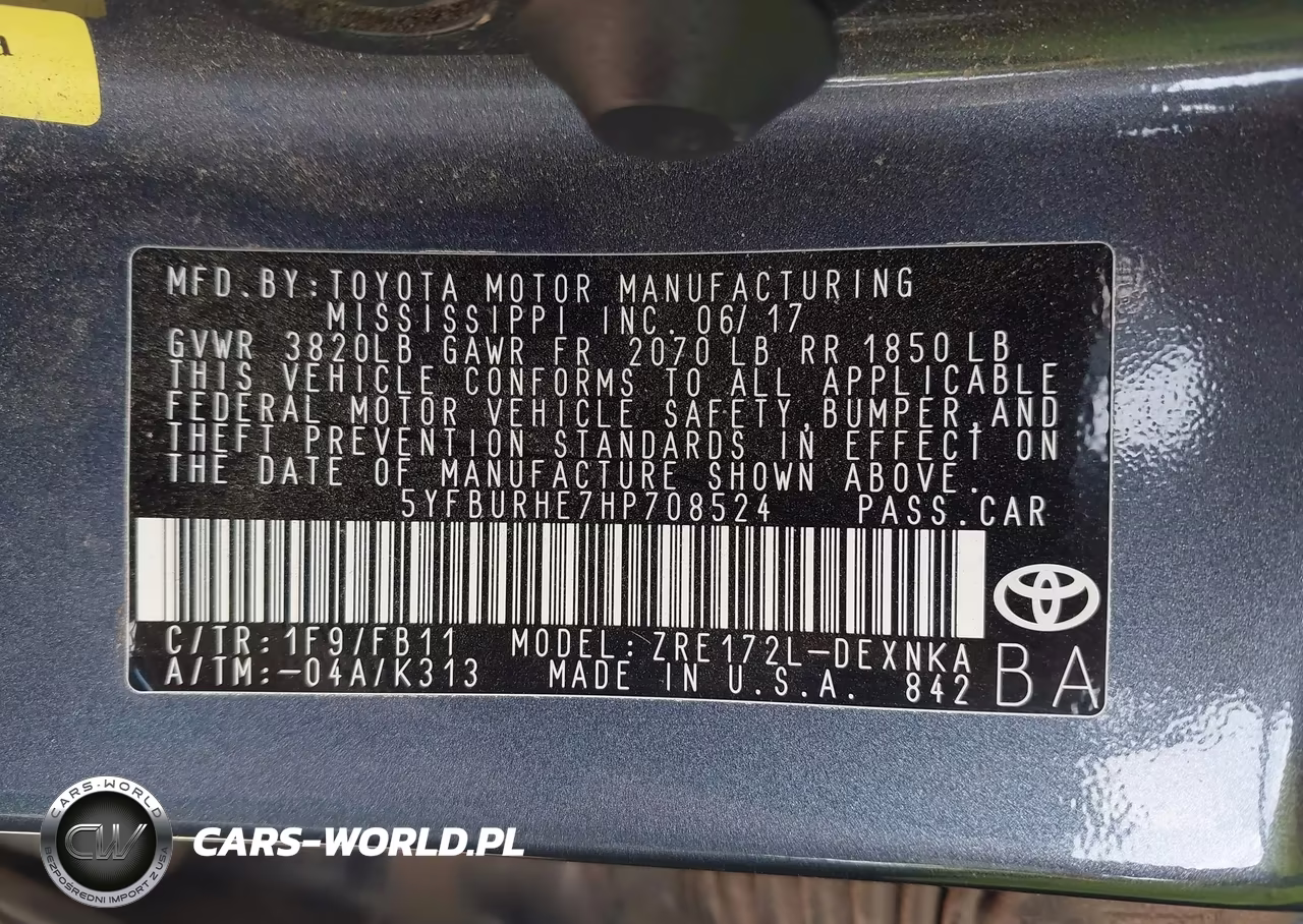2017 Toyota Corolla Le VIN:5YFBURHE7HP708524 - 9
