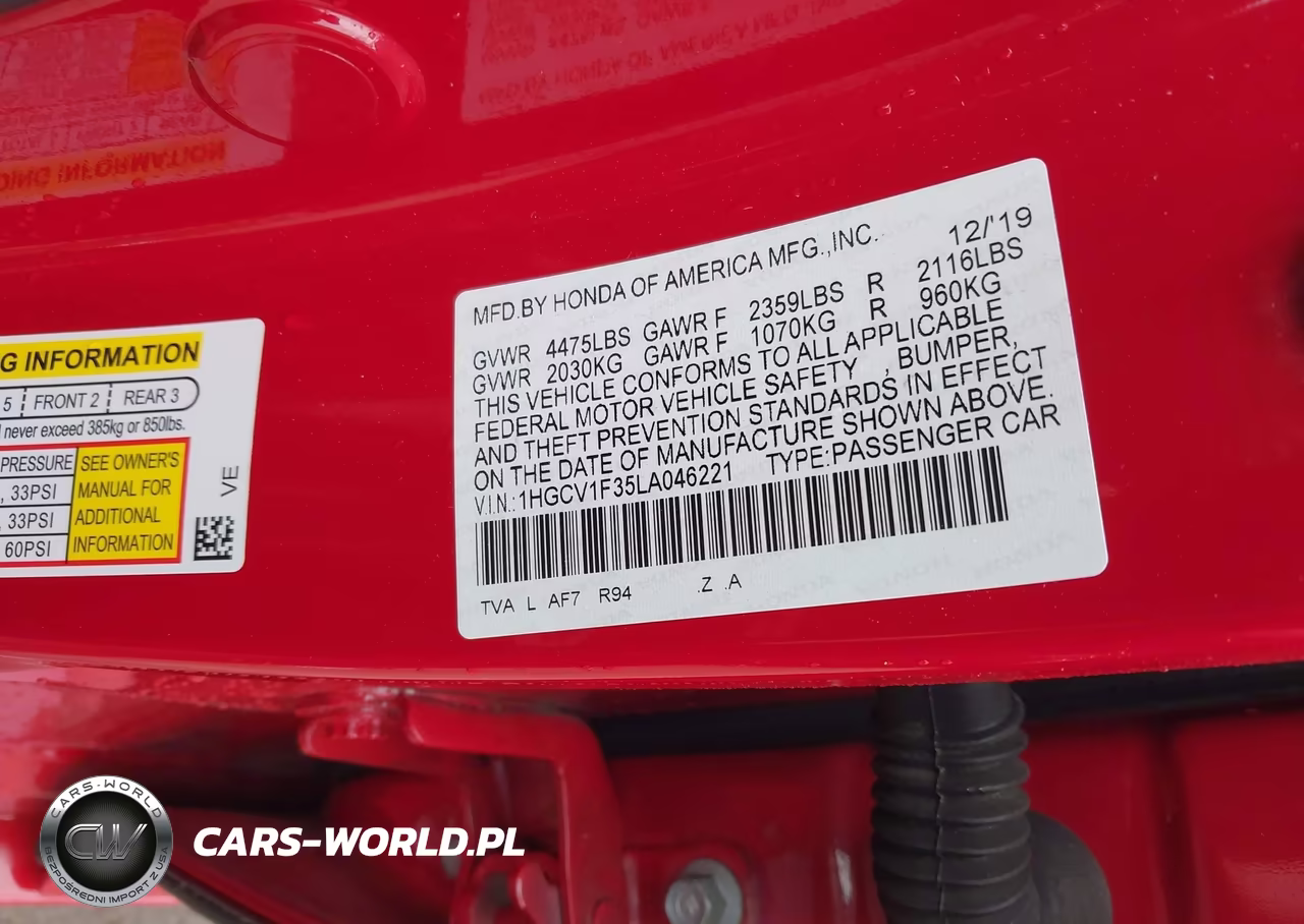 2020 Honda Accord Sport VIN:1HGCV1F35LA046221 - 9