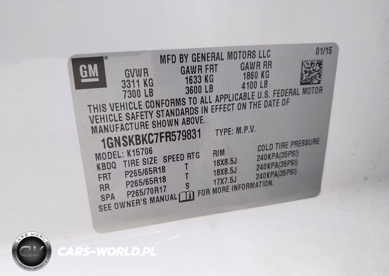 2015 Chevrolet Tahoe Lt VIN:1GNSKBKC7FR579831 - 9