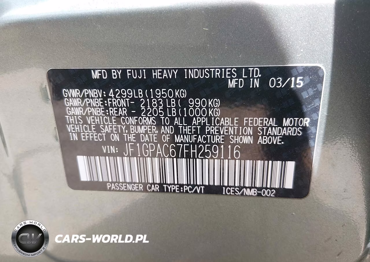 2015 Subaru Impreza 2.0I Premium VIN:JF1GPAC67FH259116 - 9