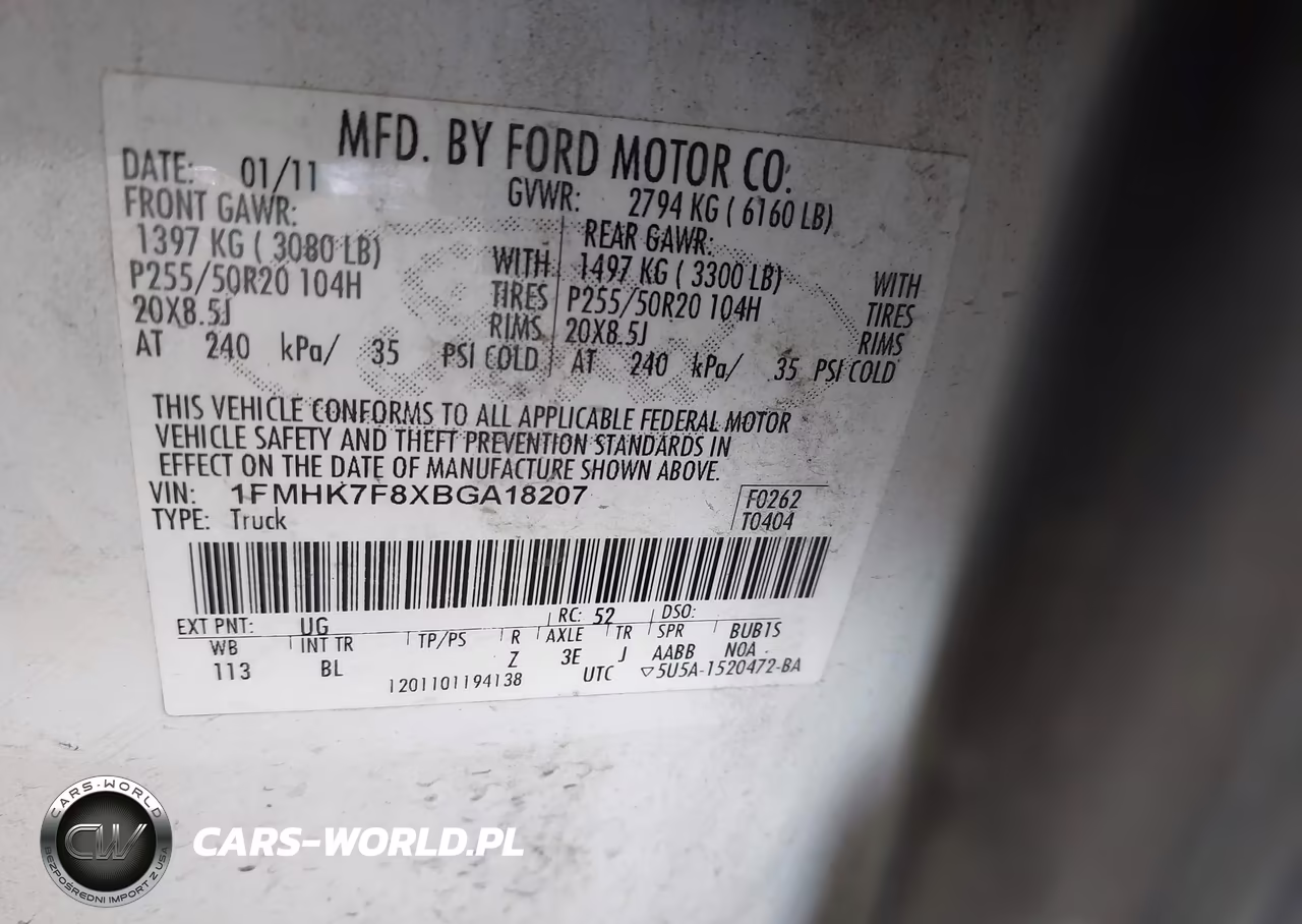 2011 Ford Explorer Limited VIN:1FMHK7F8XBGA18207 - 9