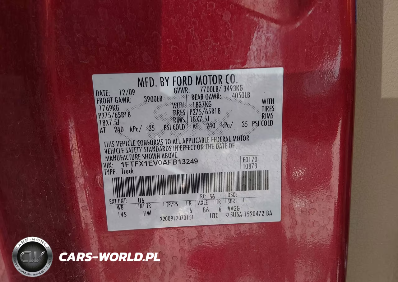 2010 Ford F-150 Fx4-Lariat-Xl-Xlt VIN:1FTFX1EV0AFB13249 - 9