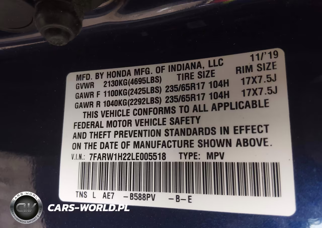 2020 Honda Cr-V 2Wd Lx VIN:7FARW1H22LE005518 - 9