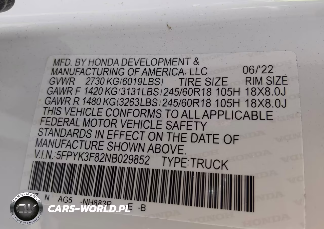 2022 Honda Ridgeline Black Edition VIN:5FPYK3F82NB029852 - 9