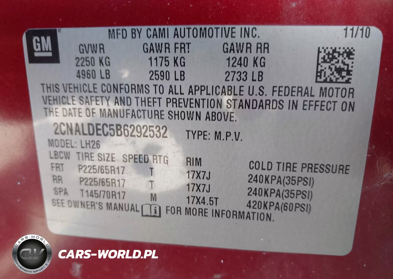 2011 Chevrolet Equinox 1Lt VIN:2CNALDEC5B6292532 - 9