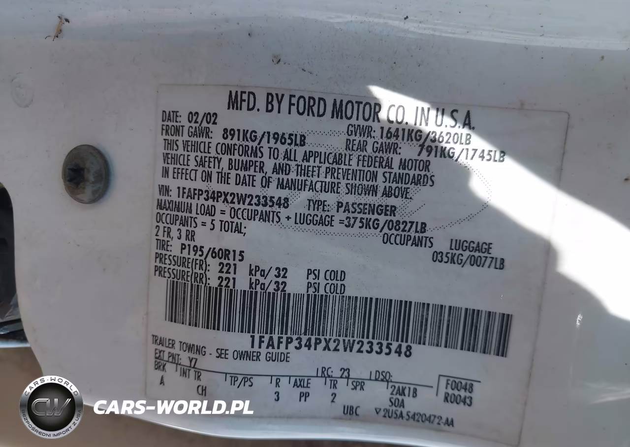 2002 Ford Focus Se VIN:1FAFP34PX2W233548 - 9