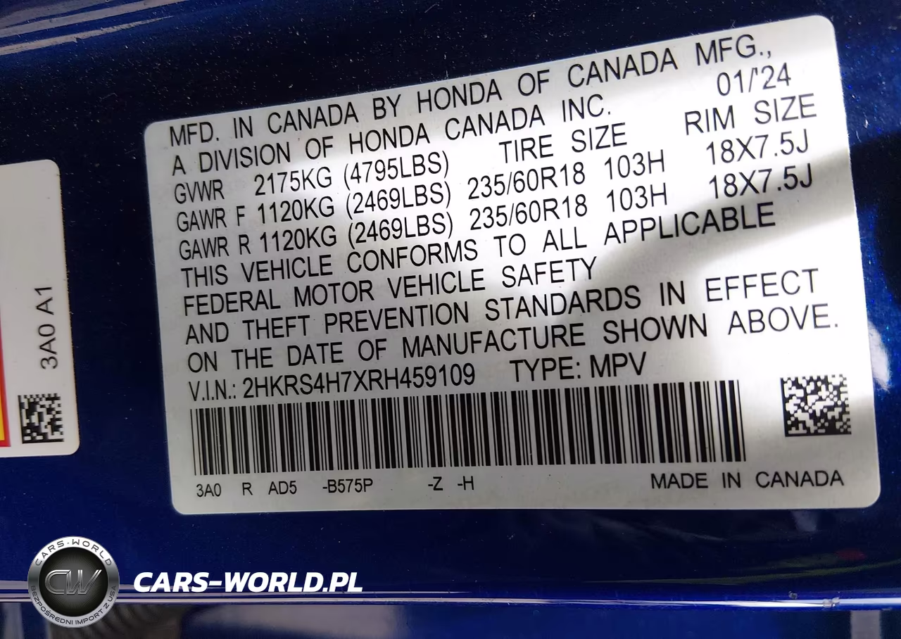 2024 Honda Cr-V Ex-L Awd VIN:2HKRS4H7XRH459109 - 9